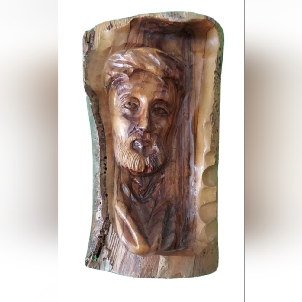 RARE Vintage Carved Wood Wooden Religious Face